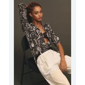 Anthropologie‎ Pilcro Brown Paisley The Romy Relaxed Button Down Shirt XSP